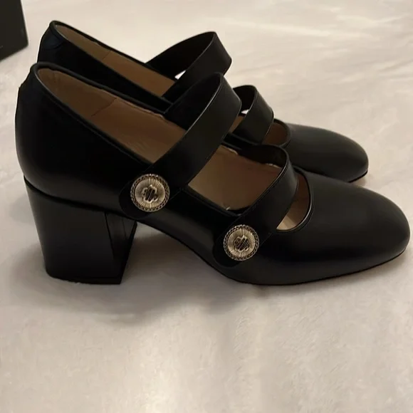 Maje Black Mary Jane Block Heel Shoes size 6 NWT - Picture 8 of 14